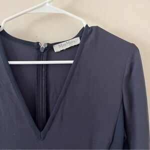 Max Mara | V neck navy blue dress 3/4 sleeve